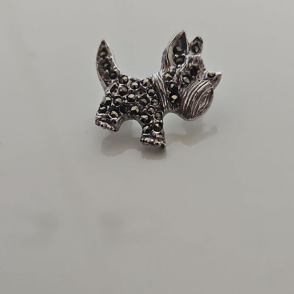 Pooch Dog Pin With Rhinestones Silver - Picture 7 of 16